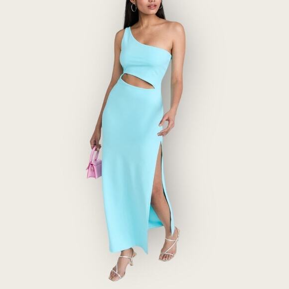 NWT | Susana Monaco | One Shoulder Cut Out Maxi Dress | Fresh Water | Medium - Picture 1 of 12
